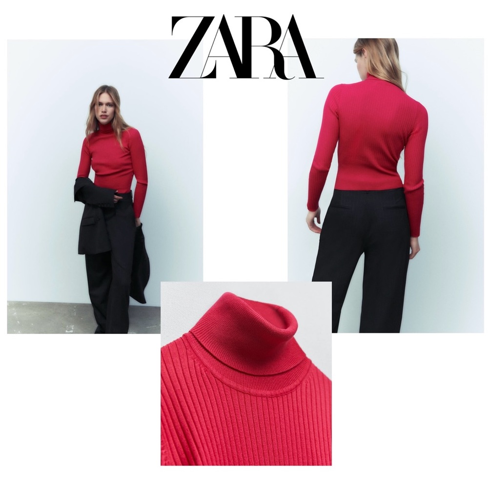 ZARA- Ribbed Knit Sweater - Fuschia - Women (ART.:3471/100/630)